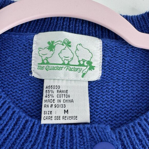 Vtg Quacker Factory, A Cat Is A Cat Cardigan Knit Sweater M Button Bell - Picture 10 of 12